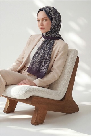 Silk Home Leopar Desen Pamuklu Patlıcan Moru 90x200 Soft Şal Çok Renkli