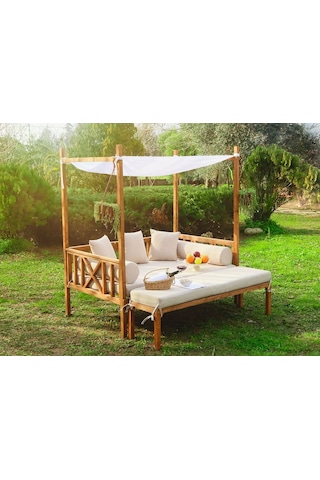 Mandu Exclusive Ahşap Bahçe Yatağı (Daybed) Bej