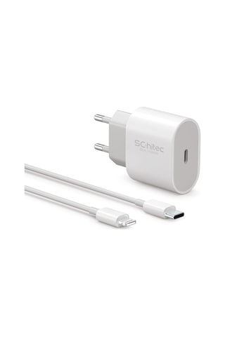 Schitec 20w Type-c Çıkışlı Hızlı Şarj Aleti Type-c To Lightning Kablolu Set Beyaz Sc001 1 Metre