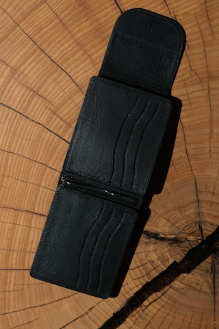 Lenax Leather Mono Klips Hakiki Deri Erkek Cüzdan Nakit Para Klipsli, Mıknatıslı Kapak, Bozuk Para Cepli Siyah