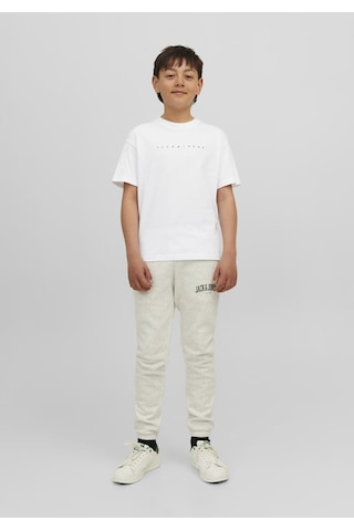 Jack & Jones Kisa Kollu Logo Baskili Tisört - Çocuk 12237435 White Siyah