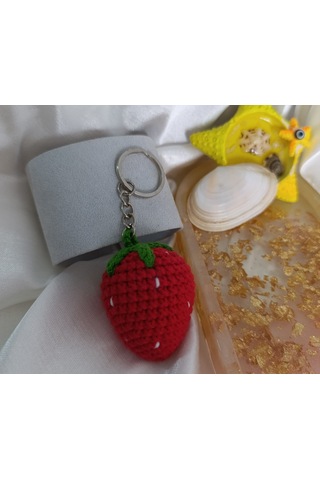 Sevimli Çilekli Anahtarlık Amigurumi Örgü Anahtarlık Ve Çanta Aksesuarı Çok Renkli
