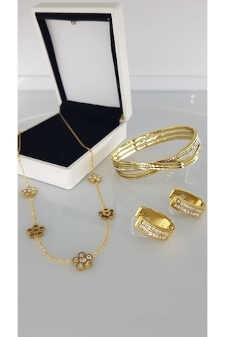Mucize Gold Rengi Çelik Takı Seti Gümüş - Rose Gold Mucize Gold Rengi Çelik Takı Seti Gümüş - Rose Gold