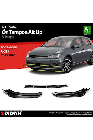 S-Dizayn VW Golf 7 ABS Plastik Ön Tampon Alt Lip 3 Prç. 2013-2018