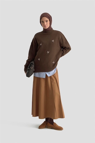 Armine Nakışlı Oversize Kazak 25kd6015 Acı Kahve Acı Kahve