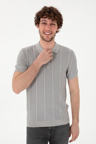 U.S. Polo Assn. Erkek Slim Fit Polo Yaka Açık Gri Tişört 50306457-VR001