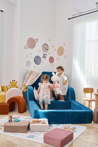 Funbed Yeni Nesil Montessori Çocuk Yatağı & Oyun Alanı Yıkanabilir Sıvı Geçirmez Mavi - 836527200