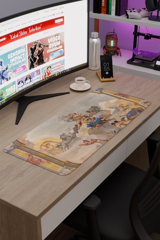 Ortaçağ Sanat Kaymaz Dikişli Kauçuk Oyuncu Mousepad V1 - 70x30 Xl Gaming Mouse Pad Fare Altlığı
