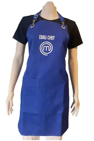 Kişiye Özel Baskılı İsimli Önlük Şef Master Askılı Mavi Önlükk Kişiye Özel Baskılı İsimli Önlük Şef Master Askılı Mavi Önlükk