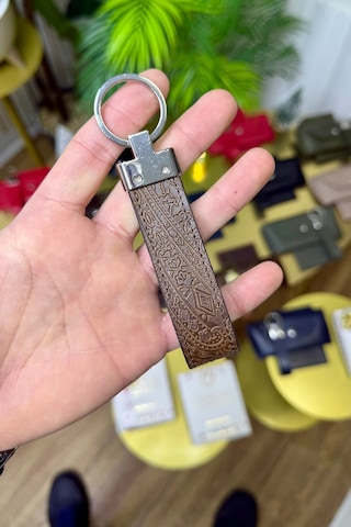 Premium Deri Ruhsat Kılıfı Ve Anahtarlık Seti Taba Motifli