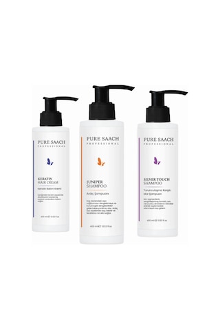 Pure Saach Professional Protein Complex + Silver Şampuan + Keratin Saç Kremi 3 x 400 ML