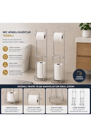 Leva House Awc Ayaklı Wc Kağıtlık - Krom Metal Yedekli
