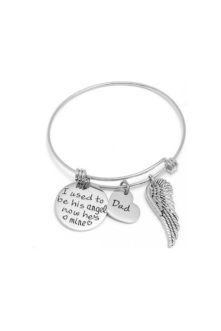 Eskiden Onun Meleği Oldum Şimdi O Benimki Yuvarlak Tag Kanat Kolye Bilezik Altın - Gold