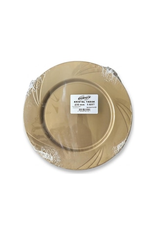 Omeyva Davet Parti Doğum Günü Altın Bronz Renk Sert Plastik Mika Tabak - 23 Cm. - 6 Adetlik Paket