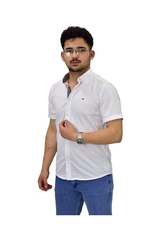 Erkek Spor Silim Fit Kısa Kol Gömlek Bgl-st04480 Beyaz