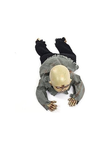 Go İthalat Sesli Işıklı Ve Sensörlü Yerde Emekleyen Hareketli Bebek Hayalet Zombi Dekor 30x85 Cm 14+ Yaş