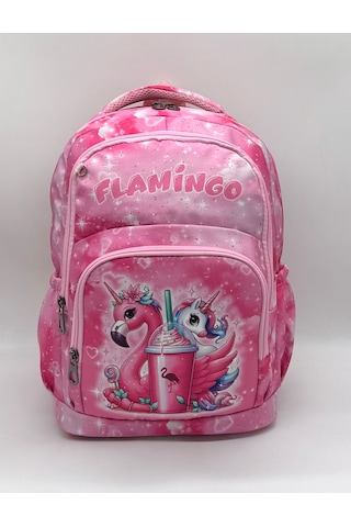 İlkokul Çantası Kız Çocuğu 3'lü Set Pembe İlk Okul Çantası Karakter Baskılı Sarı