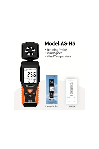 Xuweiwei Aıcevoos Dijital Anemometre H5 0.3 30m Sn Ruzgar Hizi Olcer Sicaklik Nem Olcum Pille Calisir Abs