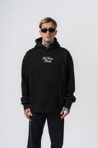 Respire Erkek Far From Basic Nakışlı Kapüşonlu Oversize Hoodie Siyah