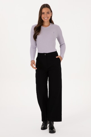 U.S. Polo Assn. Kadın Siyah Loose Fit Kanvas Pantolon 50316913-VR046