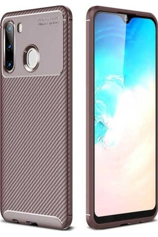 Samsung Uyumlu Galaxy A21 Kılıf Zore Negro Silikon Kapak Kahverengi