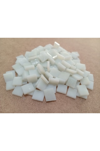 Krem Rengi Kare Vitray Cam Mozaik Taşı - Sanatsal Mozaik İçin Yaklaşık 10 X 10 Mm