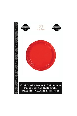 Özel Üretim Davet Ürünü Sunum Malzemesi Tek Kullanımlık Plastik Tabak 25 Li Kırmızı Diğer