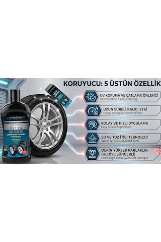 Lastik Parlatıcı Jel, Ultra Siyah Parlaklık, Lastik Süngeri li Diğer