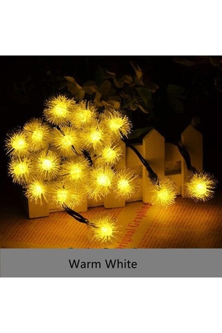 Technojet Solar 50 Ledli 7 Metre Günışığı Güneş Enerjili Ponpon B Çok Renkli