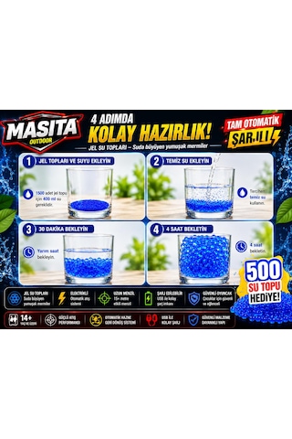 Masita Gel Blaster Su Topu Su Maymuncuğu Atan Oyuncak Şarjlı Tam Otomatik. 70 Cm Karma Renk Ve Model Gönderilir Çok Renkli