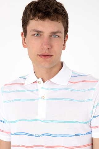 U.S. Polo Assn. Erkek Regular Fit Polo Yaka Beyaz Çizgili Tişört 50299642-VR013