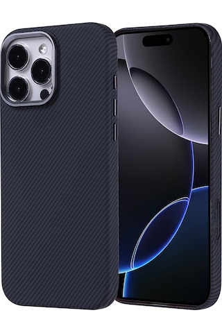 İphone 16 Pro Uyumlu Kılıf Magsafe Şarj Özellikli Karbon Fiber Görünümlü Zore Nekst Kapak - Siyah Siyah