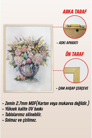 Ahşap Çerçeveli Mdf Tek Tablo Çiçek Dekoru Tablo Kendi Tablo Setinizi Oluşturacağınız Liste 23 X 32 Çerçeveli 1073