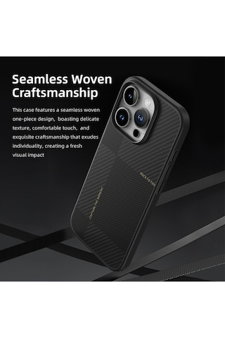 Rock Apple Uyumlu iPhone 16 Pro Ultra İnce Aramid Fiber Kılıf Siyah Siyah