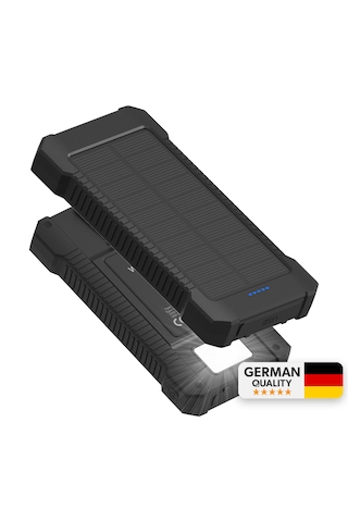 Woyax Güneş Enerjili Solar Powerbank 10000mah Led Işıklı Taşınabilir Batarya Şarj Cihazı Siyah Siyah