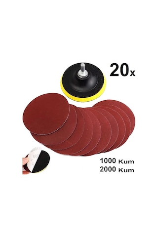 115Mm Cırt Taban 20 Adet Zımpara Takımı 1000 Kum 2000 Kum Zımpar