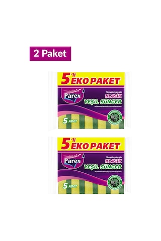 Klasik Yeşil Sünger Düz 5'li Paket İkili Set