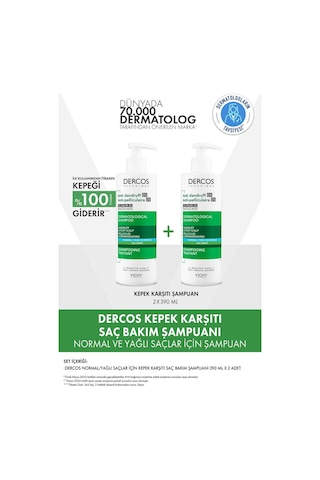 Dercos dandruff Kepek Karşıtı Şampuan Normal & Yağlı Saçlar 390 Ml X 2 Adet Yağlı