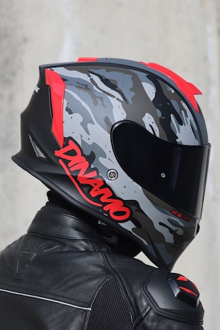 Dinamo Camo Siyah-titanium-kırmızı Kask C1 Siyah