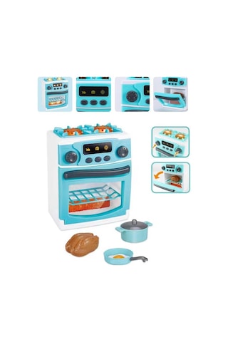 Pilli Işıklı Sesli Evcilik Mutfak Çocuk Eğitici Oyuncak Fırın Seti Full Fonksiyon
