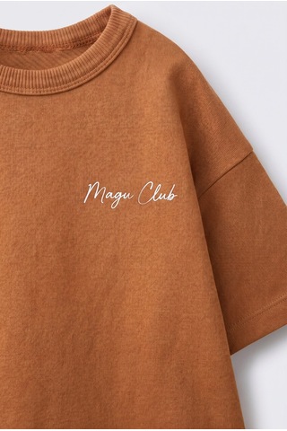 Unisex Çocuk Pamuklu Taba Magu Club T-shirt Şort Takım Çok Renkli