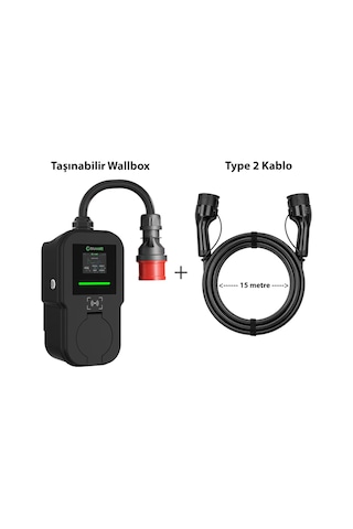 Truwatt Ztv515 22kw Taşınabilir Wallbox Elektrikli Araç Şarj Cihazı 32a/380v 15 Metre