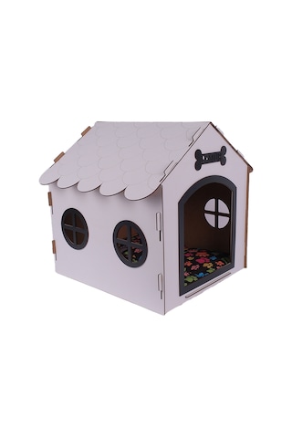 Ahşap Dekoratif Köpek Evi-kulübesi, Küçük Irk Köpekler İçin Kulübe, Köpek Kulübesi Beyaz-siyah