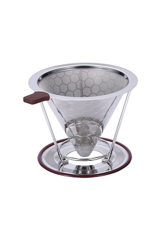 Folinda 1-2 Bardaklı Yeniden Kullanılabilir 304 Paslanmaz Çelik Kahve Filtresi, 800 Ağı İle Zengin Aroma, Taşınabilir Ve Konseptli Tasarım Gümüş