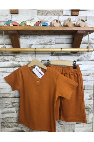 Aysbebe Erkek Çocuk Şortlu Kaşkorse Takım Kısa Kollu Kiremit
