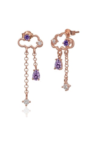 925 Ayar Gümüş Rose Renk Bulut Model Küpe