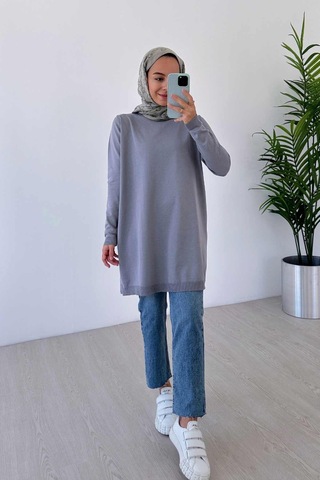 Basic Merserize Tunik - Gri Gri