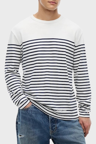 Tommy Jeans %100 Pamuk Regular Fit Bisiklet Yaka Uzun Kollu T Shirt Erkek T Shirt Dm0dm23183 Ybh Beyaz