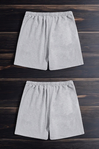 Uyguntarz 2'li Paket Unisex Pamuklu Rahat Penye Şort Gri