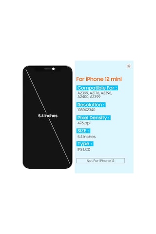 Apple iPhone Uyumlu 12 Mini A Kalite Ön Lcd Ekran Dokunmatik Sıvı Bandı Kırılmaz Tamir Seti Set